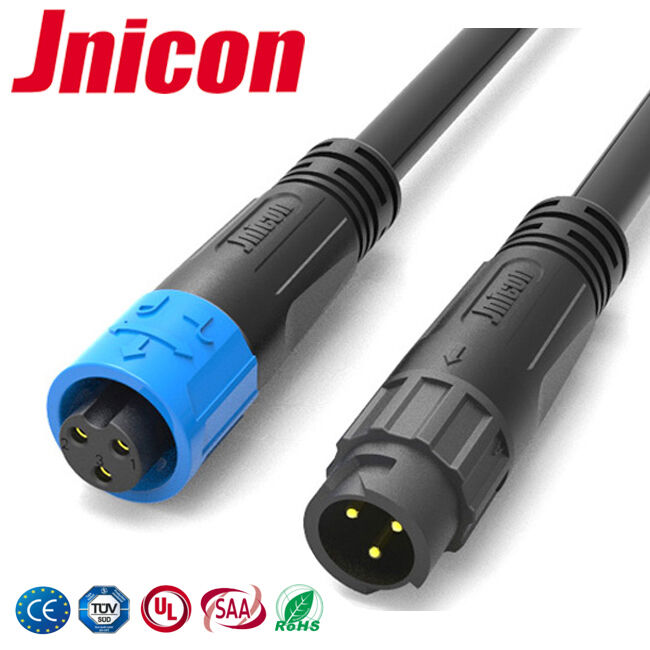 M12 300V LED 3 Pin Wodoszczelny Złącze Przesunięcie Kabel Blokujący Złącze Zewnętrzne IP67